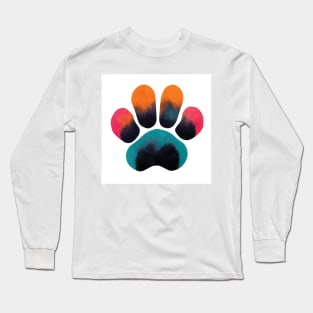 Colourful Paw Print Pet Pattern Long Sleeve T-Shirt